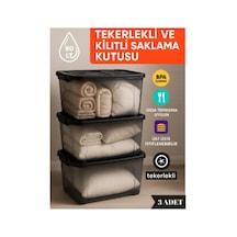 Tr Tekerlekli Saklama Kutusu Düzenleyici 80 Lt Saklama Kabı 3 Adet Çok Amaçlı Saklama Genel