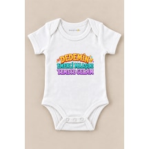 Babylimon Dedemin Emekli Maaşını Yemeye Geldim Beyaz Kısa Kollu Çıtçıtlı Bebek Zıbını Beyaz - 930083967 Beyaz