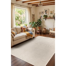 Valerıa Vlr01w Krem Beyaz Dekoratif Şönil Kilim Modern Desen Yıkanabilir Yumuşak Kaymaz Taban Halı Krem-beyaz