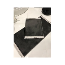 Buççin Online Mağaza Peluş Post Banyo Paspas Takımı Ikili Saçaklı Makinada Yıkanabilir Polyester Kalın 12 Mm + Gri Çok Renkli
