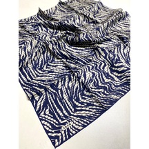 Aker Tivil İpek Eşarp 8573713 - 921 Lacivert Beyaz Zebra Desen lacivert