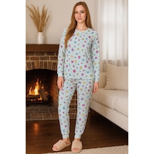 Remsa Kadın Kelebek Desen Comfort Pijama Takımı 0501 Buz Mavi Buz Mavi