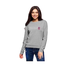 Heart Baskılı Gri Kadın Sweatshirt