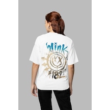 Sevbano Blink-182 Baskılı Unisex Oversize Rock Metal Müzik Grubu Tişört Beyaz