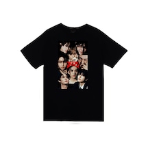 Stray Kids K-pop Müzik Grubu Baskılı Unisex %100 Pamuk Siyah T-shirt SIYAH