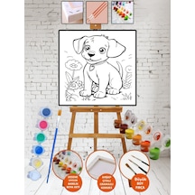 Sayılarla Köpek Boyama 20x20 Tuval Boya Seti Çocuk Hobi