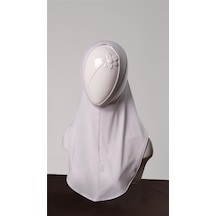 Hürrem Bone Beyaz Pratik Hazır Geçmeli Genç Tesettür Bone Sandy Kumaş Düz Hijab 2312 42 Beyaz