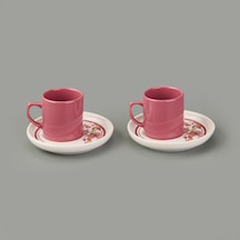 Kitchen Flowery Nordic 4 Parça Kahve Fincanı - Mürdüm - 110 Ml Çok Renkli