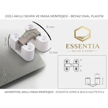 Gizli Akıllı Sehpa Ve Masa Menteşesi Beyaz Oval Plastik , Akordiyon, Akıllı Masa Menteşesi 2 Adet