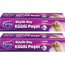 Kilitli Buzdolabı Poşet Büyük Boy 12'li 26 X 28 Cm İkili Set