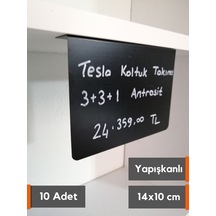 10 Ad Pvc Karatahta Siyah Etiket 14x10 Cm Yapışkanlı İsimlik Pano