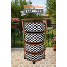 Ahşap Sebzelik Geleneksel Tasarım Yuvarlak Dama Desenli 4 X 5 Kg Kapasiteli Hazır Gönderim Diğer