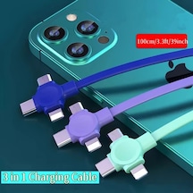 Userfriendly11 Yeşil 4 Adet 3ü 1 Arada Şarj Kablosu Veri Aktarım Katlanabilir Telefon Standı Usb C Micro Usb