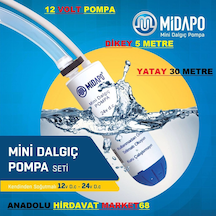 Midapo 12 Volt Mazot Aktarma Pompası Süt Sıvı Su Aktarma Hortumu