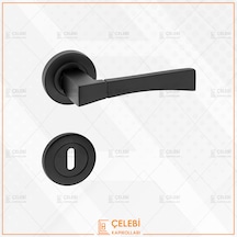 Viktorya Kol Yuvarlak Rozetli Siyah Oda Kapı Kolu