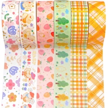 Springsun 6 Rulo Şirin Karikatür Altın Varaklı Washi Bant - Rustik Tarz, Dekoratif, 15mm Dıy Sanat & El İşleri, Albüm, Günlük, Hediye, Kırtasiye