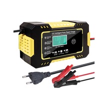 Araç Akü Şarj Cihazı Tam Oto Motosiklet 12 V 6a Darbe Onarım Lcd Ekran Akıllı Yellow Eu Plug