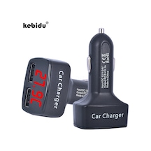 Kebidu Çok İşlevli Dc 12-24v Usb Araç Şarj Cihazı Çift Bağlantı Noktalı 3.1a Black Red Light