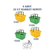 4 adet 22Litre Market ve Alışveriş Sepeti, Saplı Market Sepeti R5