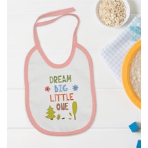 Bk Kids Dream Big Little One Tasarımlı Pembe Bebek Mama Önlüğü