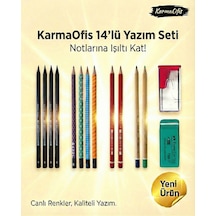 14 Lü Yazım Seti Set 4 Renkli Kalem Seti, Silgi + Kalemtıraş, Okul & Ofis İçin Çok Renkli