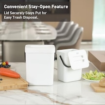 Eko Pure Mini Duvara Monte Kapaklı Mutfak Çöp Kovası, Yiyecek Atıkları Caddesi, 1,32 Gall / 5 L Beyaz
