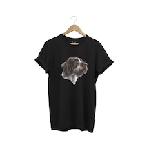 Avcılık Hunting Drahthaar Draktar Av Köpeği Baskılı %100 Pamuk Regular Fit Unisex T-shirt Siyah