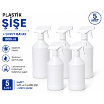Plastik Şişe + Sprey Kapak 1000 Ml 5 Adet