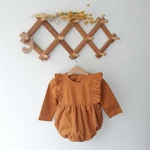 Nursu Baby Hardal Fırfırlı Kız Bebek Şort Tulum-Hardal