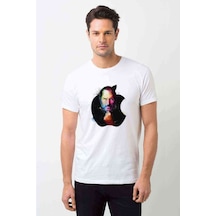Steve Jobs Apple Baskılı Beyaz Erkek Tshirt