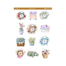 1 Adet Açan Çiçekler Temalı Sticker 12x17 Cm Scrapbook, Bullet Journal, Planlayıcı İçin Diğer