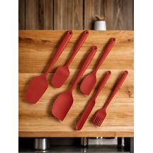 6'lı Yanmaz Yapışmaz Silikon Spatula Seti Bordo