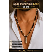 Odun Jasper Taşı Kolye Bohem Kolye Bej Bej