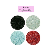 Tedar Kesme Cam Boncuk 2mm - 4 Renk - Toplam 80 Gram - Bnc439 Najmaddin (No:1) 8.5Cm X 10.5 Cm