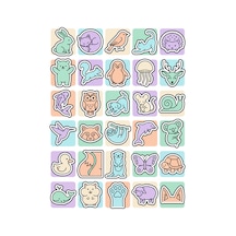 Sevimli Hayvanlar Pastel Sticker Seti 150 Adet - 5'li Mega Paket No40 - Laptop Defter Ajanda Çok Renkli