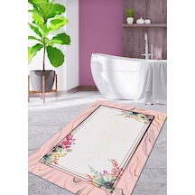 Pembe Çiçekler, 70X120 Kaymaz, Dökülmez, Pamuk Taban Banyo Halısı Çok Renkli