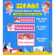 Sevimli Balerin Temalı Okul Kreş Kişiye Özel İsim Etiket Seti - Model 452 Çok Renkli
