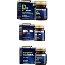Nutraxin Vitals Biotin 5000 Mcg 30 Tablet+ Selenium 100 Mcg 100 Tablet+ D3 Vitamini 120 Tablet
