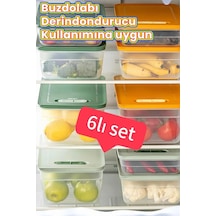 Buzdolabı Saklama Kabı 6'lı Set 2 2,5-3,8-5 Lt Renkli Kiltli Ka