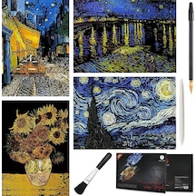Scratch Art Tablo 4 Parça Vincent Van Gogh Çizik Gökkuşağı Kağıt Seti Yetişkinler Ve Çocuklar İçin, Kendin Ya