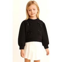 Kurdeleli Kız Çocuk Sweatshirt SiYAH