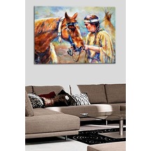Talya Dekoratif Kanva Tablo Kızılderili Ve At. Diğer Temalar: Soyut Klasik Rönesans Klimt Van Gogh Aivazovsky Manzara Deniz Gemi Yelkenli Melek Kuş Vintage 50x35 No-4824