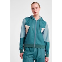 Lescon Kadın Fermuarlı Kapüşonlu Sweatshirt 25n-2131 Yeşil