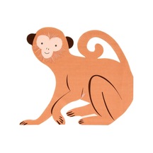 Meri Meri - Monkey Die Cut Napkins - Maymun Peçeteler - 16'lı
