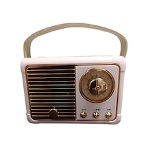 Nostaljik Retro Radyo Bluetooth Bağlantılı Hoparlör - Pembe- Tek Ebat