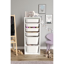 %100 Mdf - Large Mono 6 Sepetli Oyuncak Dolabı Beyaz