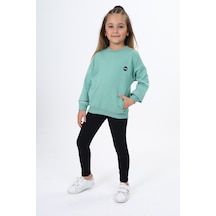 Toontoy Kız Çocuk Baskılı Taytlı Takım Koyu Pudra