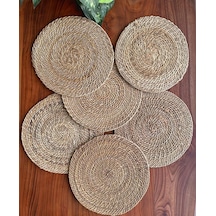 Atbyhome Hasır Supla 6'lı Kalın Sık Örgülü 35 Cm Bej