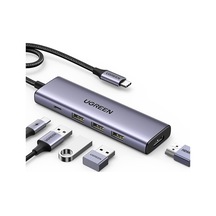 Ayrex Type-c To 4k/60hz Hdmı 3 Usb 3.0 100w Pd Güç Girişi Çoklayıcı Hub Adaptör