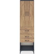 Arges Dolap 2 Raflı 3 Çekmeceli 2 Kapaklı 60x30x221 Antrasit-çam Antrasit